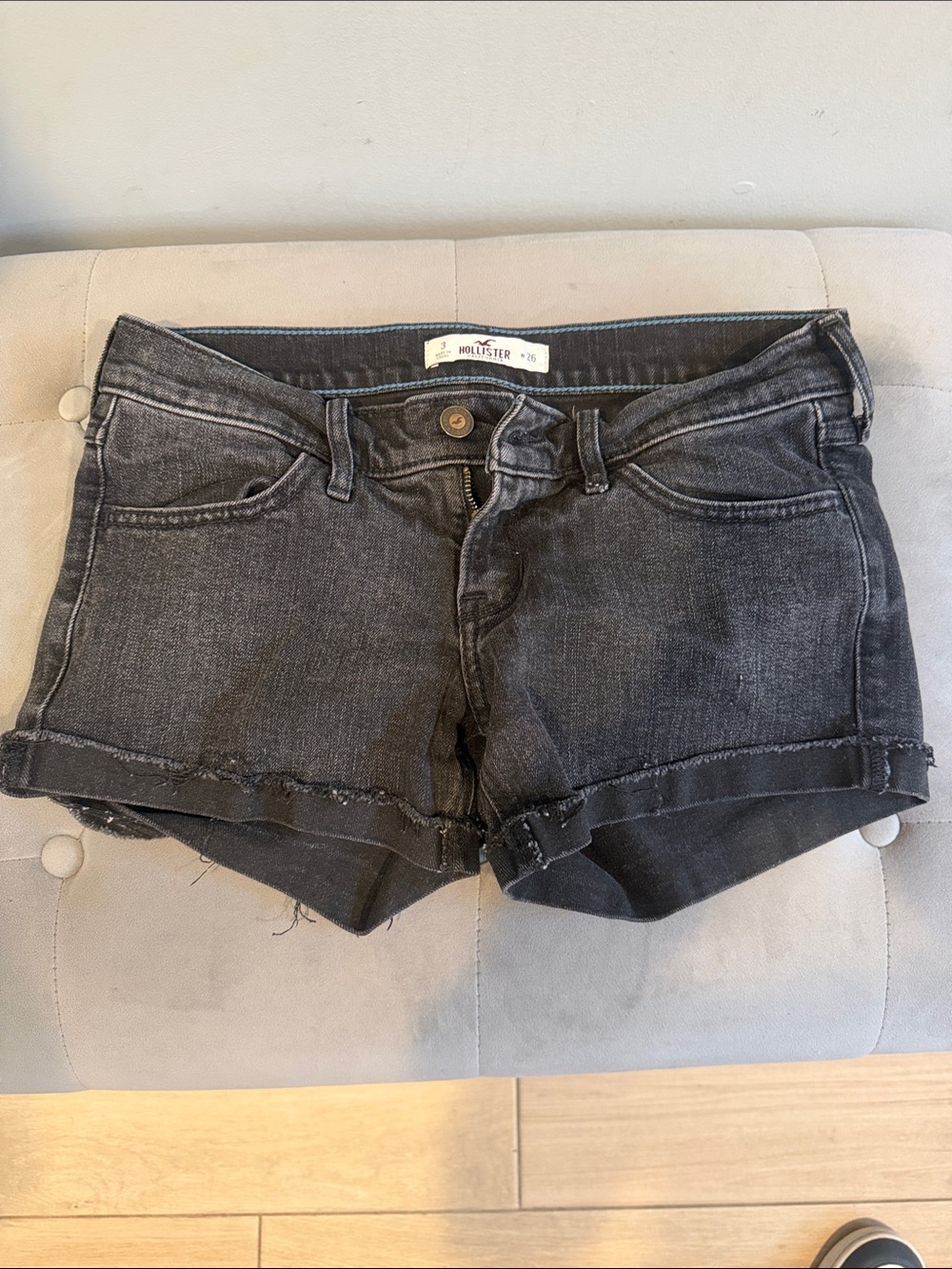 Hollister Washed Black Denim Short Shorts
